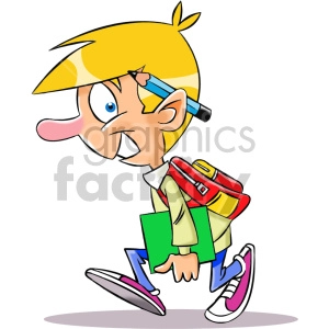 cartoon student walking to school life step 2