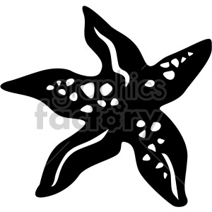 This clipart image depicts a stylized starfish with a bold silhouette and decorative patterns within its body. 