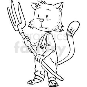 cat farmer vector outline