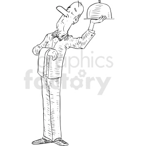 waiter tray vector tattoo design