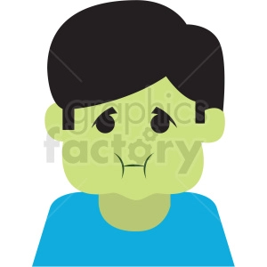 sick cartoon boy vector icon