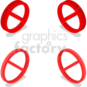 isometric ban cancel symbol vector icon clipart bundle