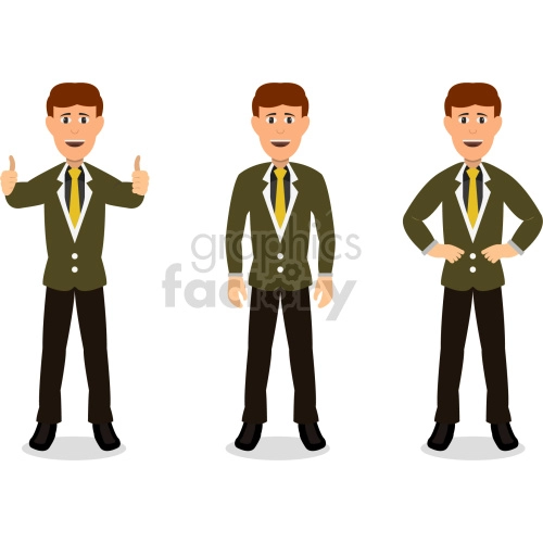 cartoon excited business men vector clipart bundle