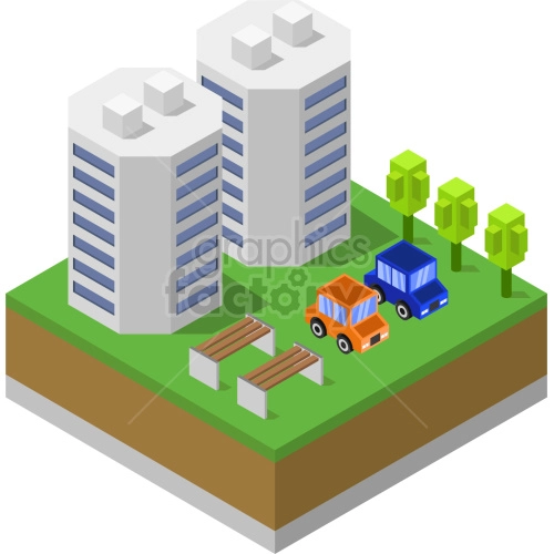 isometric city block area vector graphic