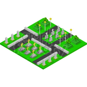 cemetery isometric vector graphic