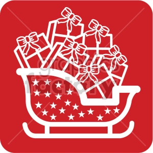 white santa sleigh full of gifts vector icon