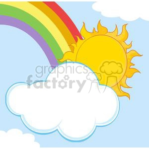 sun hiding behind cloud and rainbow