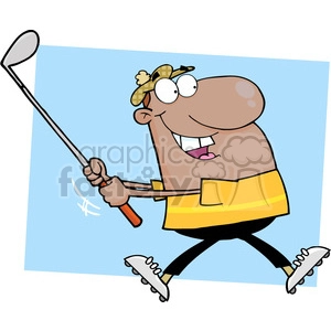 4712-Royalty-Free-RF-Copyright-Safe-Happy-African-American-Golfer-Running