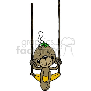 Monkey on Banana Swing in color