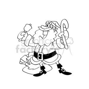 santa claus giving gifts black white merry christmas