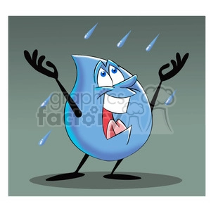 aqua the cartoon water drop feeling the rain