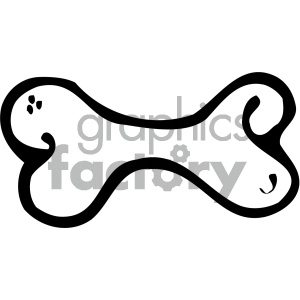 cartoon clipart vector dog bone 001 bw