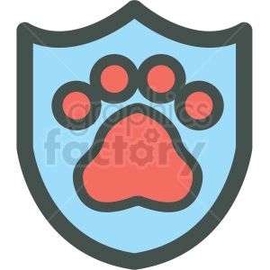 dog paw shield vector icon