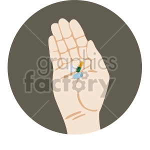 white hand holding pills dark background