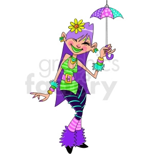 electric festival rave girl cartoon clipart