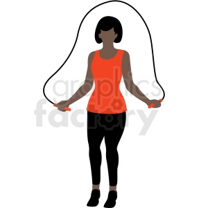 black woman jump roping vector clipart