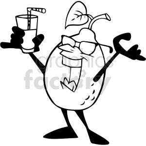 cartoon black and white hello lemon clipart