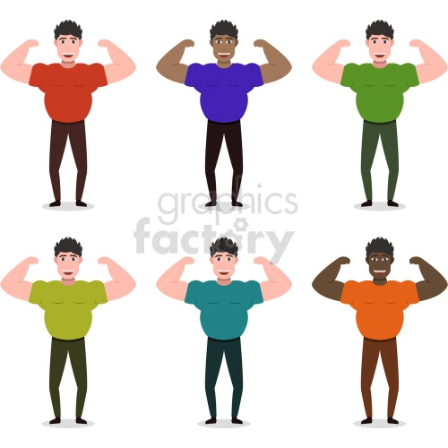 cartoon muscle man vector clipart bundle