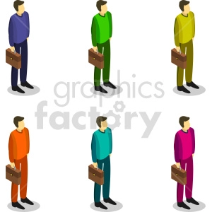 bundle of men isometric vector clipart