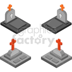 graveyard isometric vector graphic