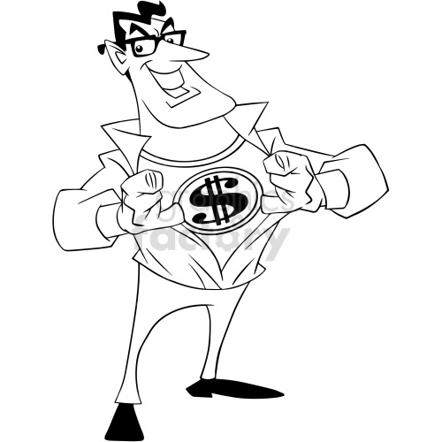 black and white cartoon rich dude clipart