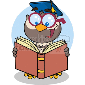 4309-Owl-Teacher-Cartoon-Character-With-Graduate-Cap-Reading-A-Book