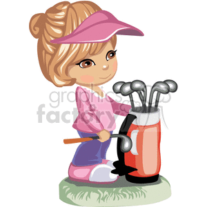 A little girl playing golf