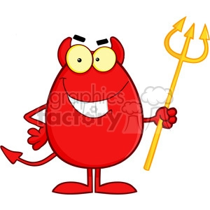 Royalty Free Smiling Devil Easter Egg Cartoon Character