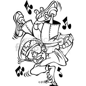 black white cartoon hip hop dancer character