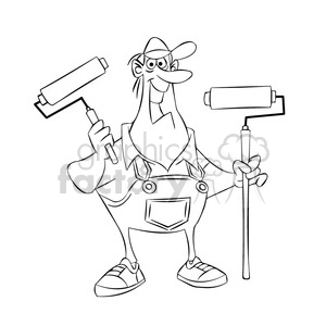 Sam the painter cartoon mascot black white