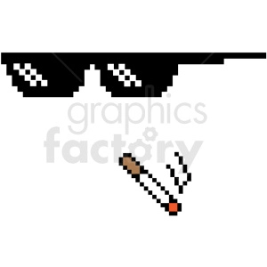 thug life 8 bit sunglasses left smoking svg cut file