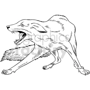 black and white fox vector clipart