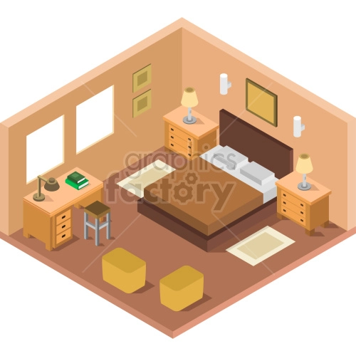 isometric bedroom vector graphic