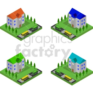 isometric school bundle vector graphic