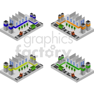 isometric school bundle vector clipart