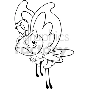 black and white cartoon moth clipart