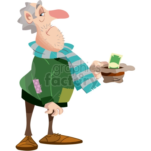 cartoon poor senior guy clipart