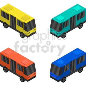 buses isometric vector graphic bundle