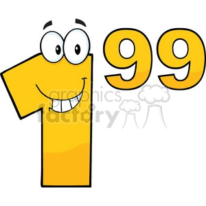 Price Tag Number 1.99 Cartoon Mascot