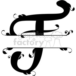 The clipart image shows a split regal monogram design of the letter 