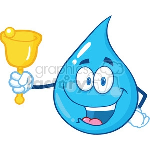 Water Drop Character Waving A Bell For Donation