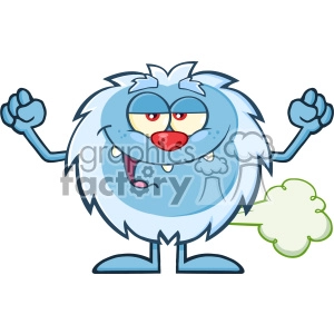 Smiling Little Yeti Cartoon Mascot Character Farting Vector