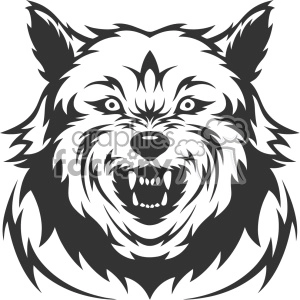 mean wolf growling head vector art