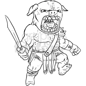 warrior pig vector clipart