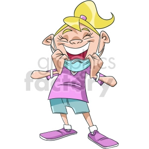 cartoon girl removing mask vector clipart