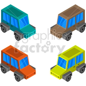 cartoon cars isometric vector graphic bundle