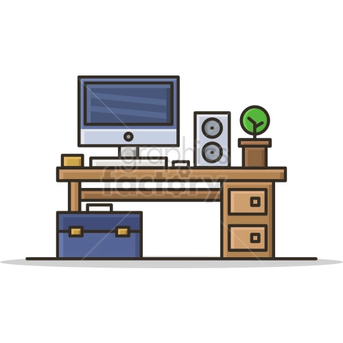 computer desk vector graphic