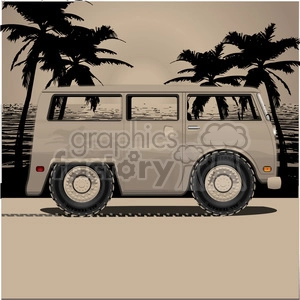 volkswagen bus van dusk on beach