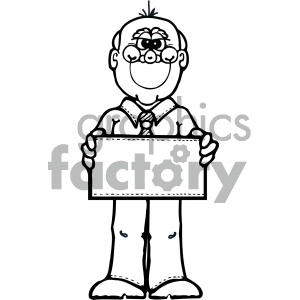 black and white cartoon man