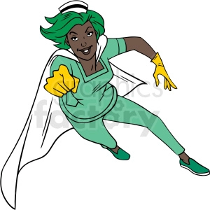 african american nurse flying cartoon vector clipart